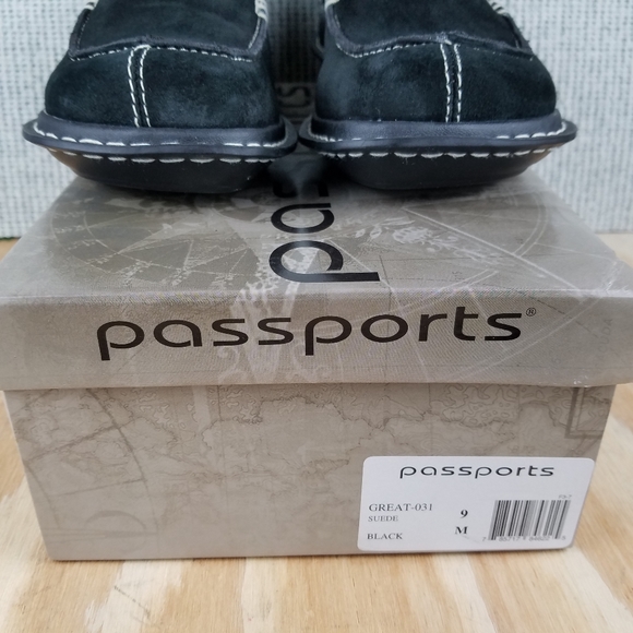 NEW Passports Leather Loafers Black Slip on Shoes - Picture 5 of 11